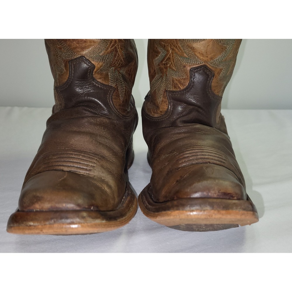 Justin Boots BRL610 Western Cowboy Boots Brown Leather Square Toe USA Size 7 - Picture 3 of 16